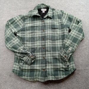 Carhartt Jacket Youth Small Green Plaid Fleece Lined Flannel Shirt Coat Shacket